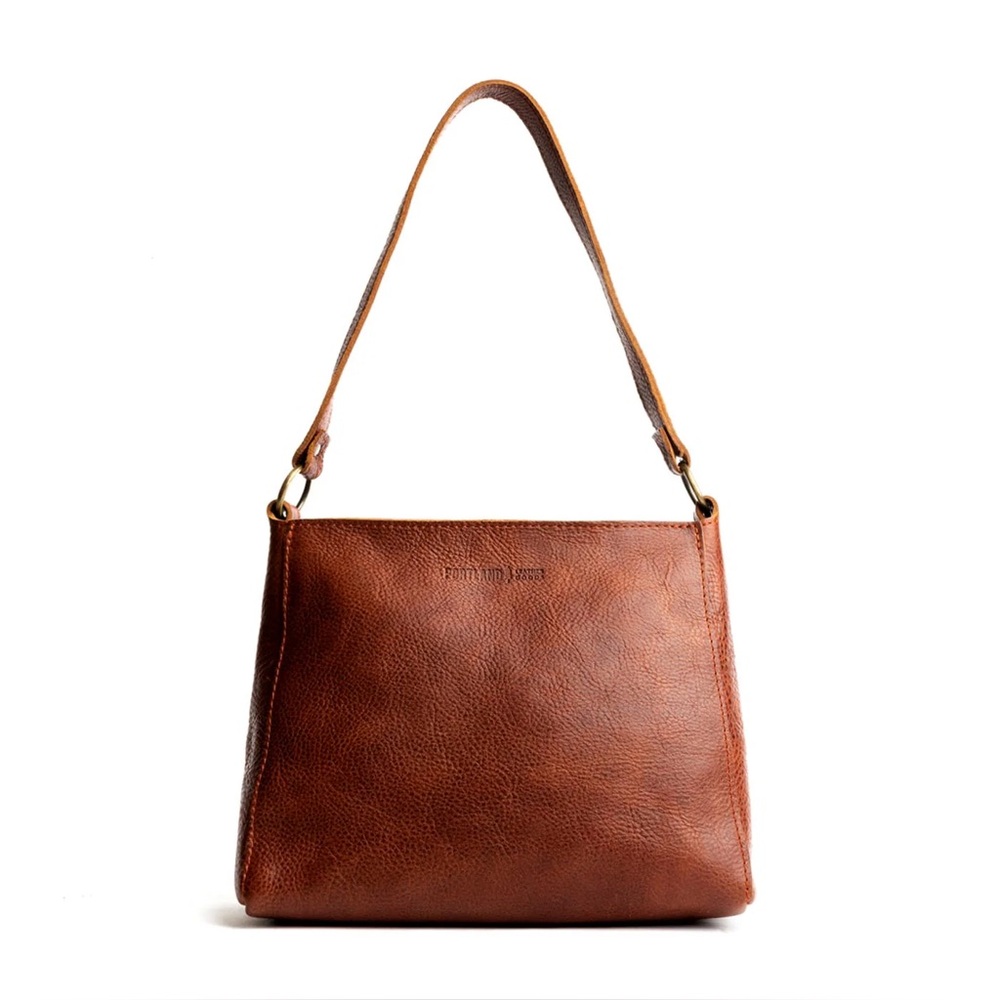 portland leather triangle shoulder bag - nutmeg